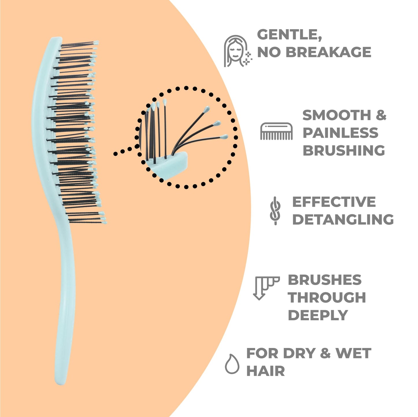 Ninabella Mini Spiral Hair Brush - Mint Green