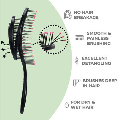 Ninabella Spiral Hair Brush - Black & Pink
