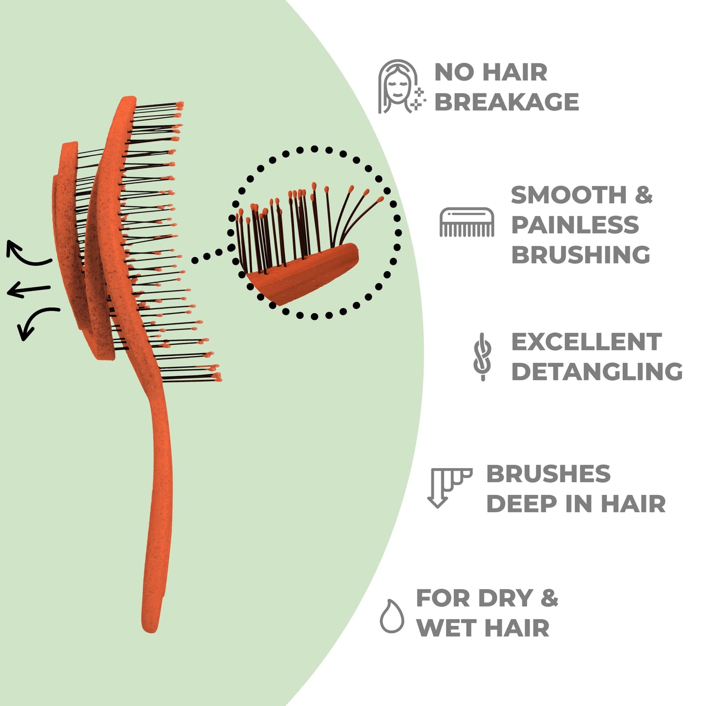 Ninabella Detangling Hair Brush for Women & Men - Red