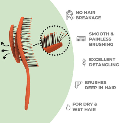 Ninabella Detangling Hair Brush for Women & Men - Red