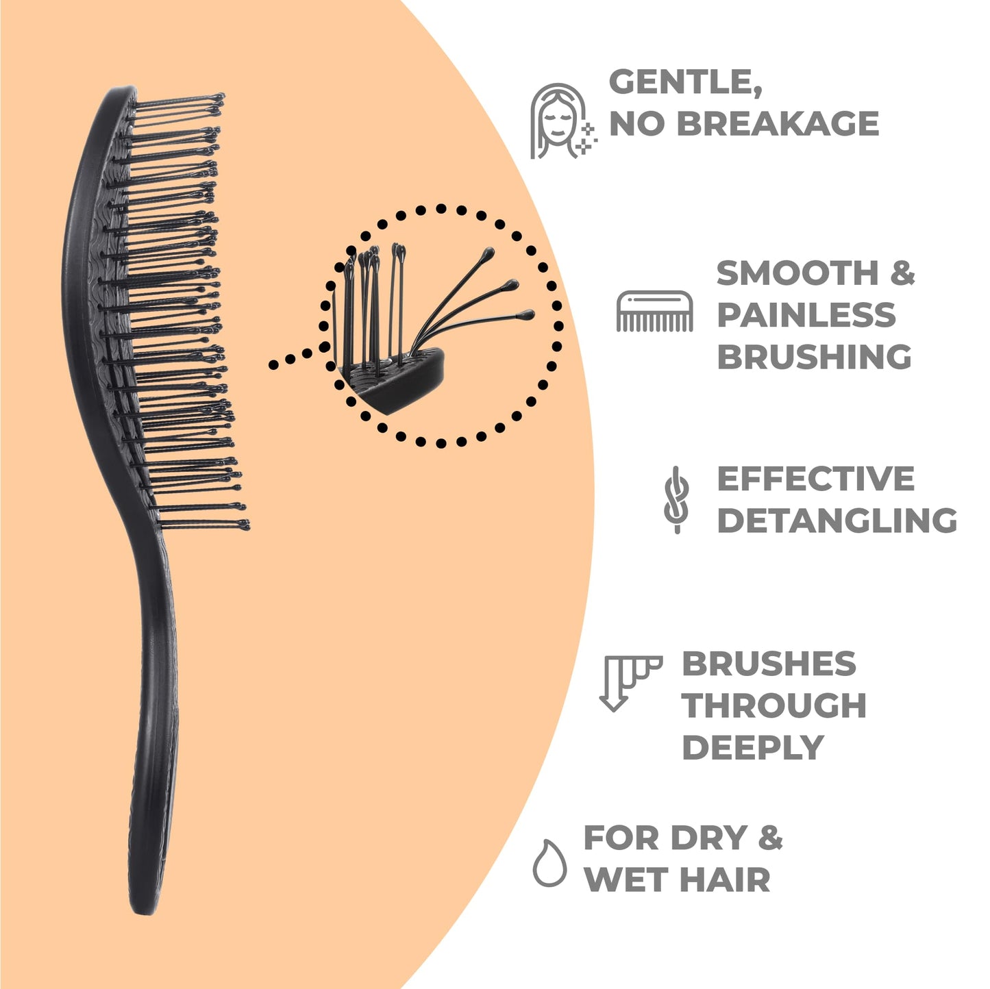 Ninabella Mini Spiral Hair Brush - Black