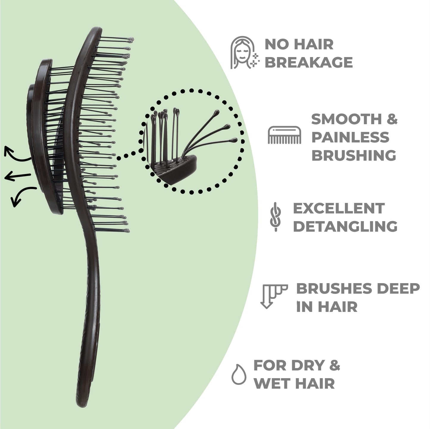 Ninabella Detangling Hair Brush for Women & Men - Chocolate Brown
