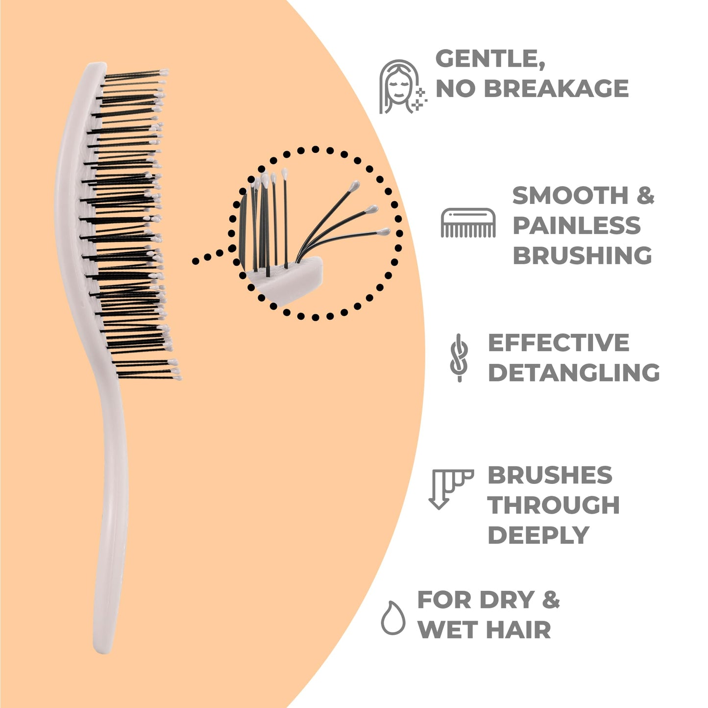 Ninabella Mini Spiral Hair Brush - Light Grey