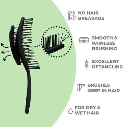 Ninabella Detangling Hair Brush for Women & Men - Black