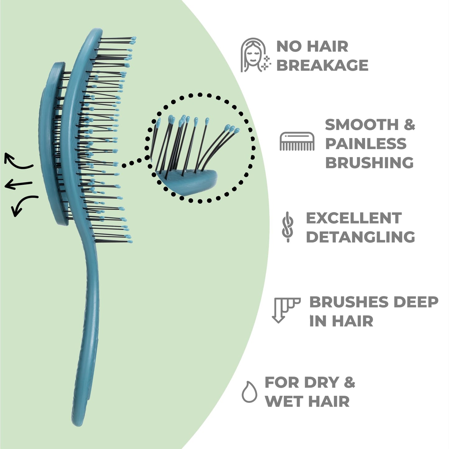 Ninabella Detangling Hair Brush for Women & Men - Teal