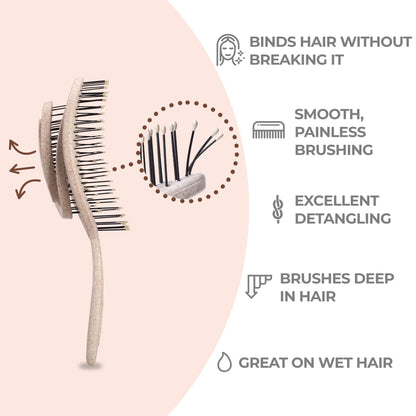 Ninabella Detangling Hair Brush for Women & Men - Cream