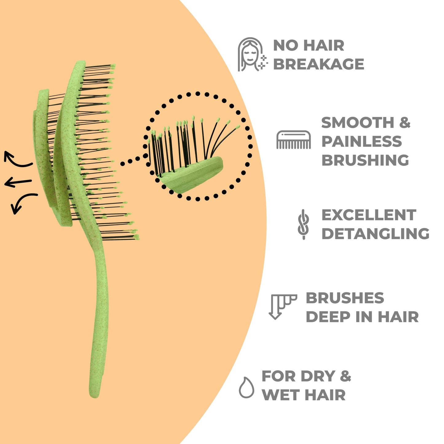 Ninabella Detangling Hair Brush for Women & Men - Lime Green