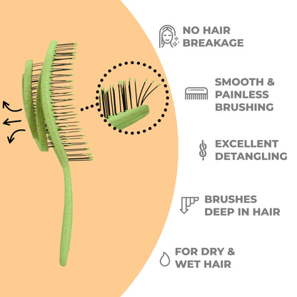 Ninabella Detangling Hair Brush for Women & Men - Lime Green