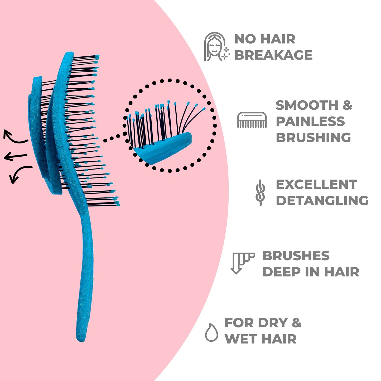 Ninabella Detangling Hair Brush for Women & Men - Ocean Blue