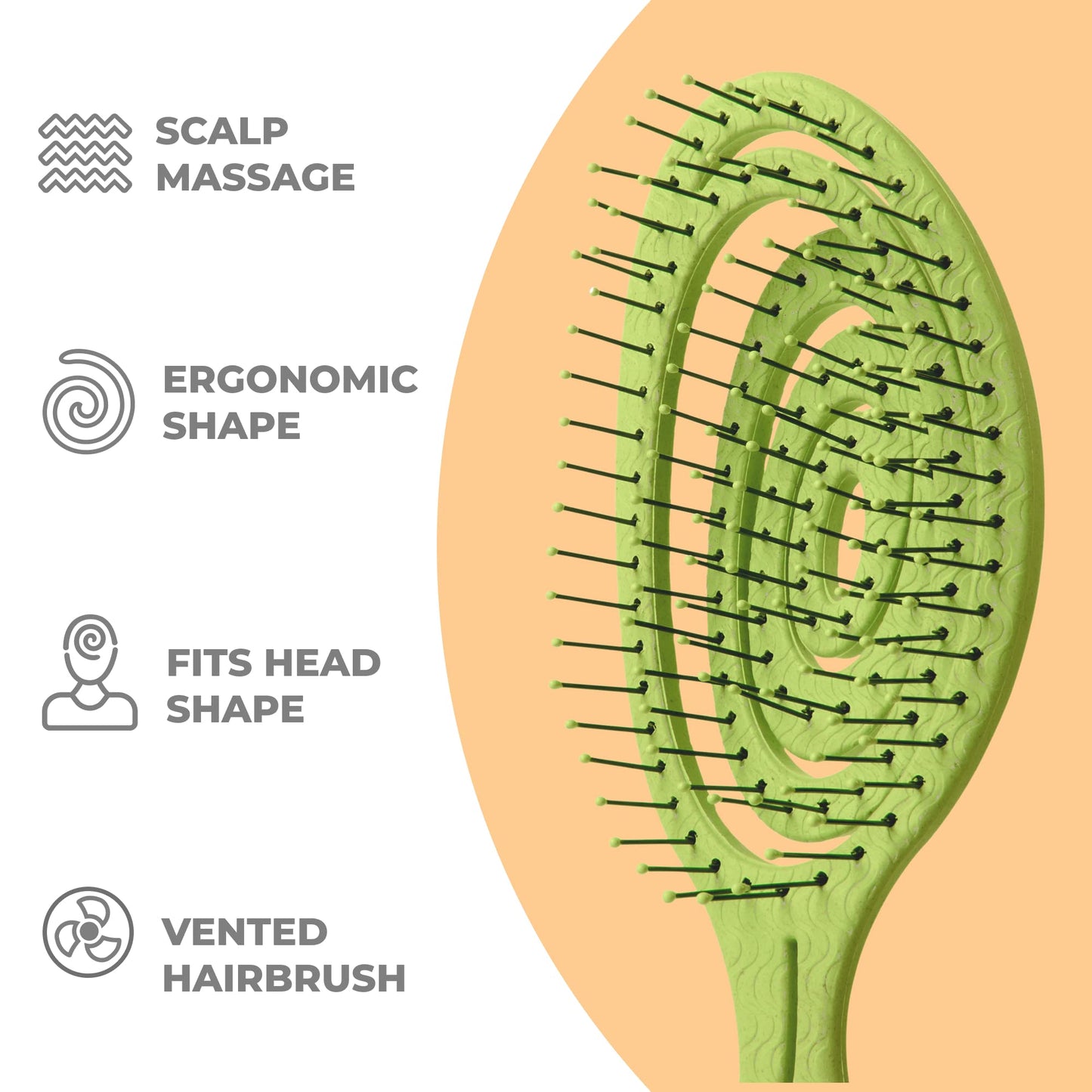 Ninabella Detangling Hair Brush for Women & Men - Lime Green