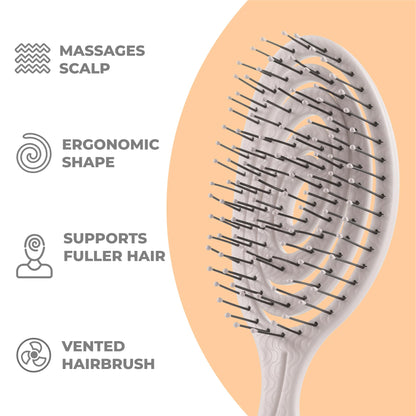 Ninabella Mini Spiral Hair Brush - Light Grey