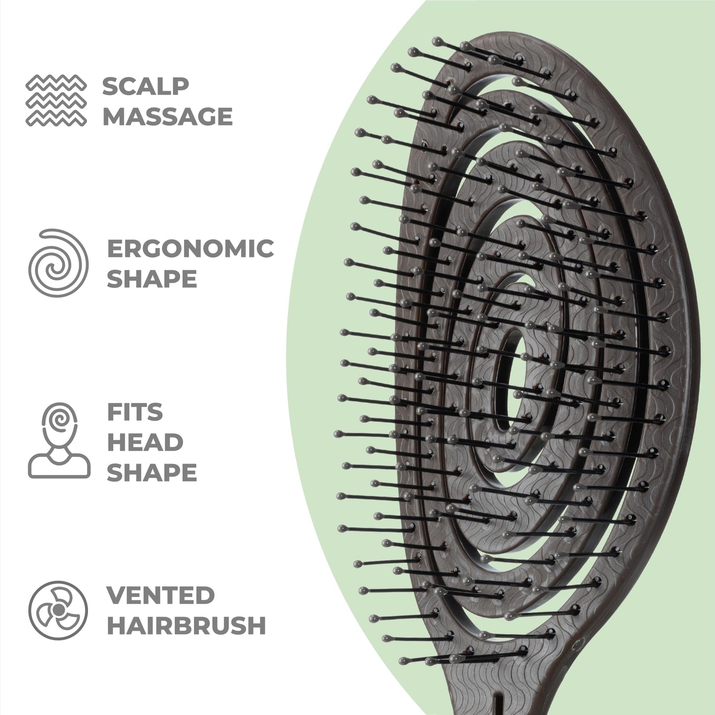Ninabella Detangling Hair Brush for Women & Men - Chocolate Brown