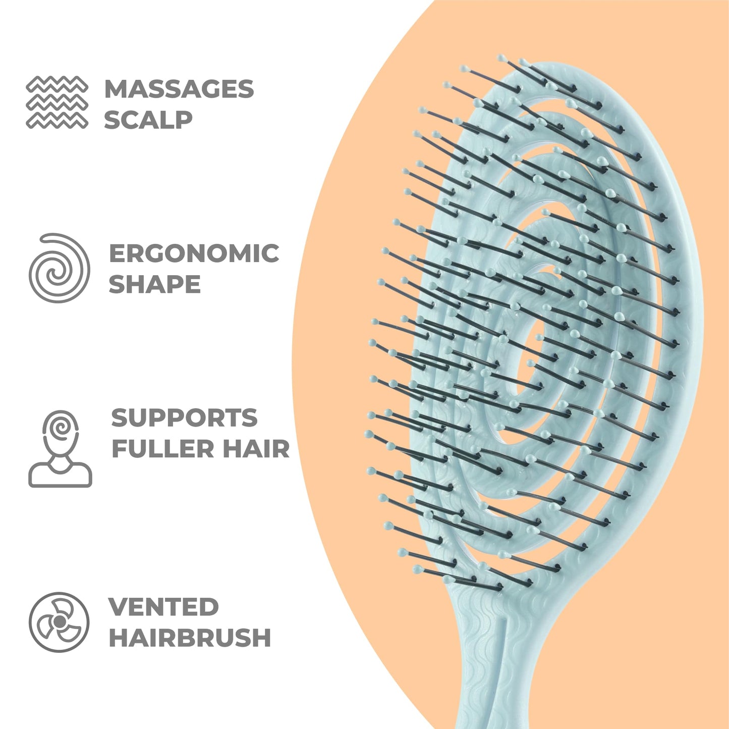 Ninabella Mini Spiral Hair Brush - Mint Green