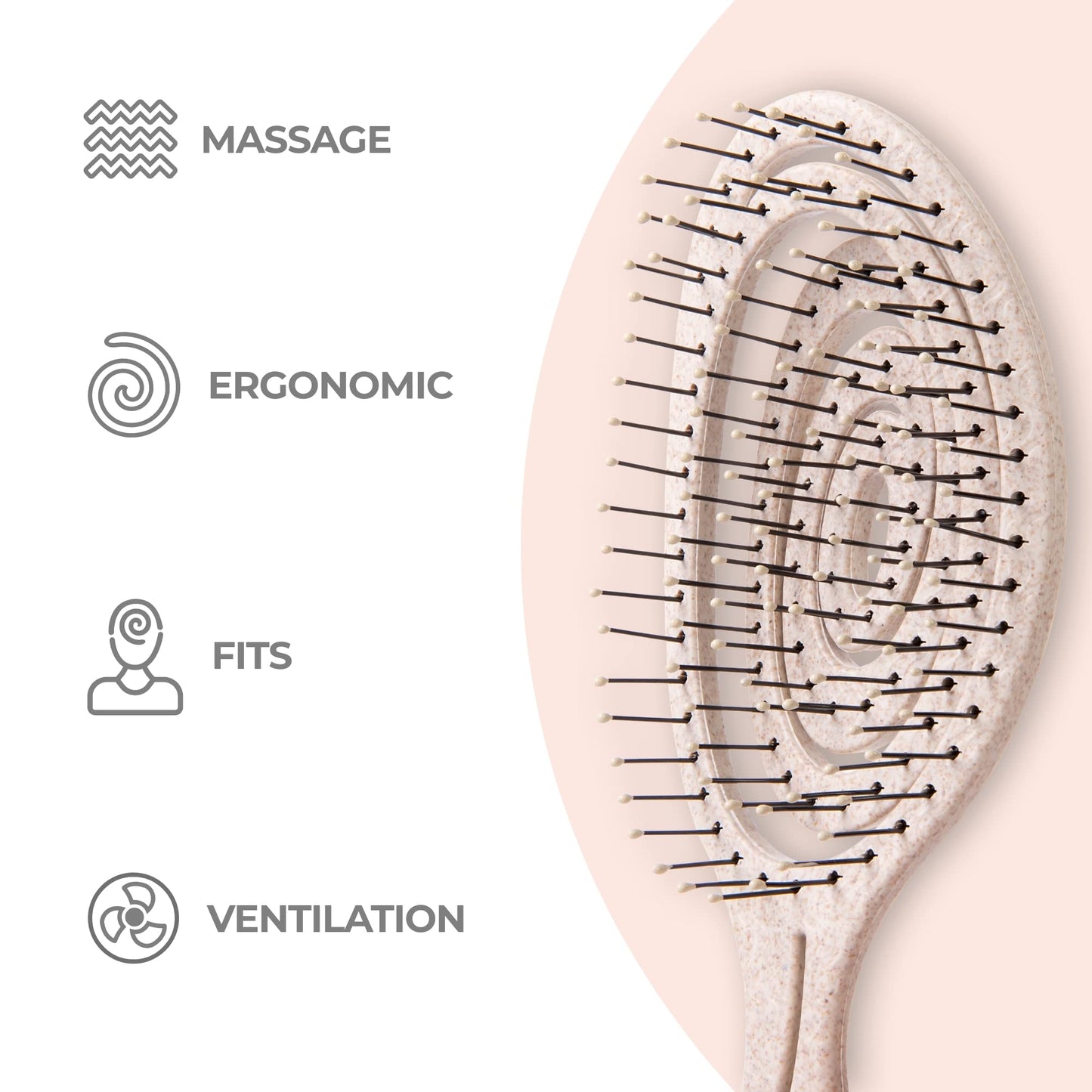 Ninabella Detangling Hair Brush for Women & Men - Cream