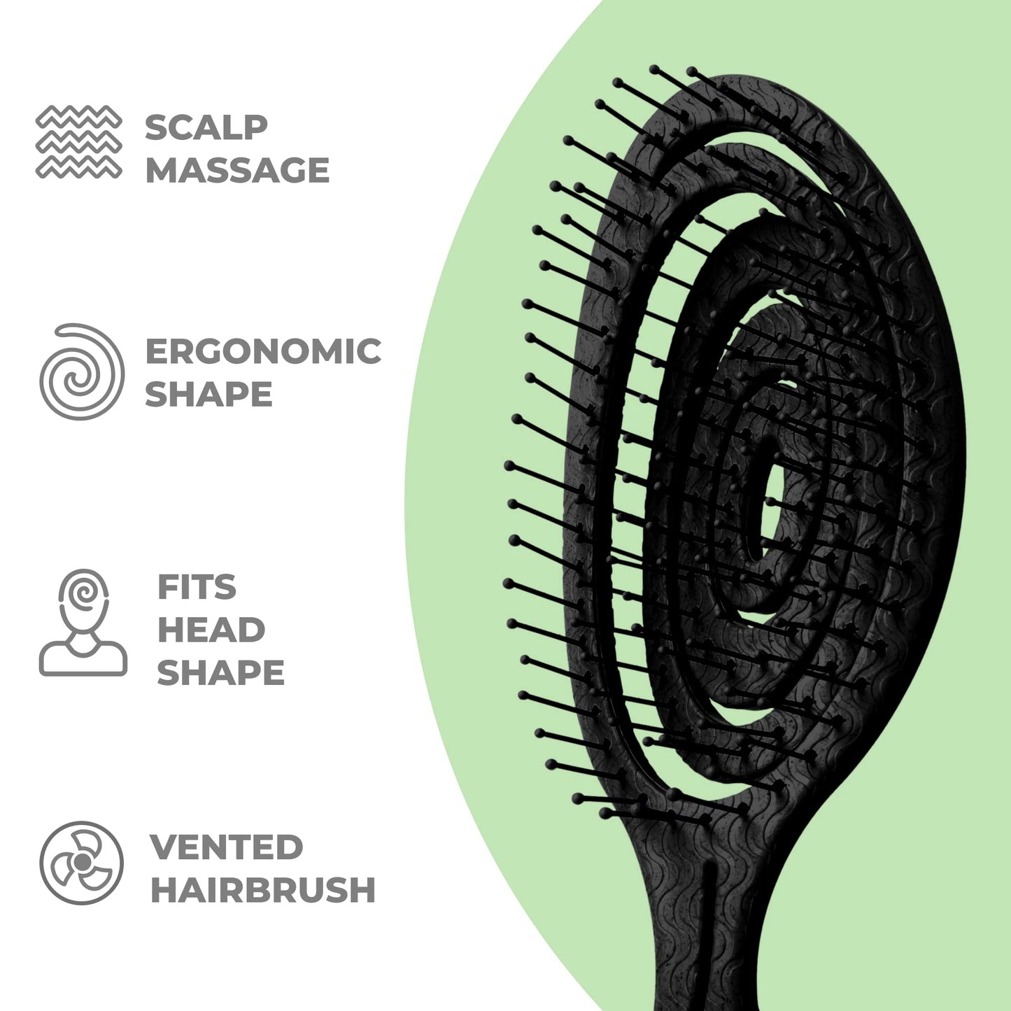 Ninabella Detangling Hair Brush for Women & Men - Black