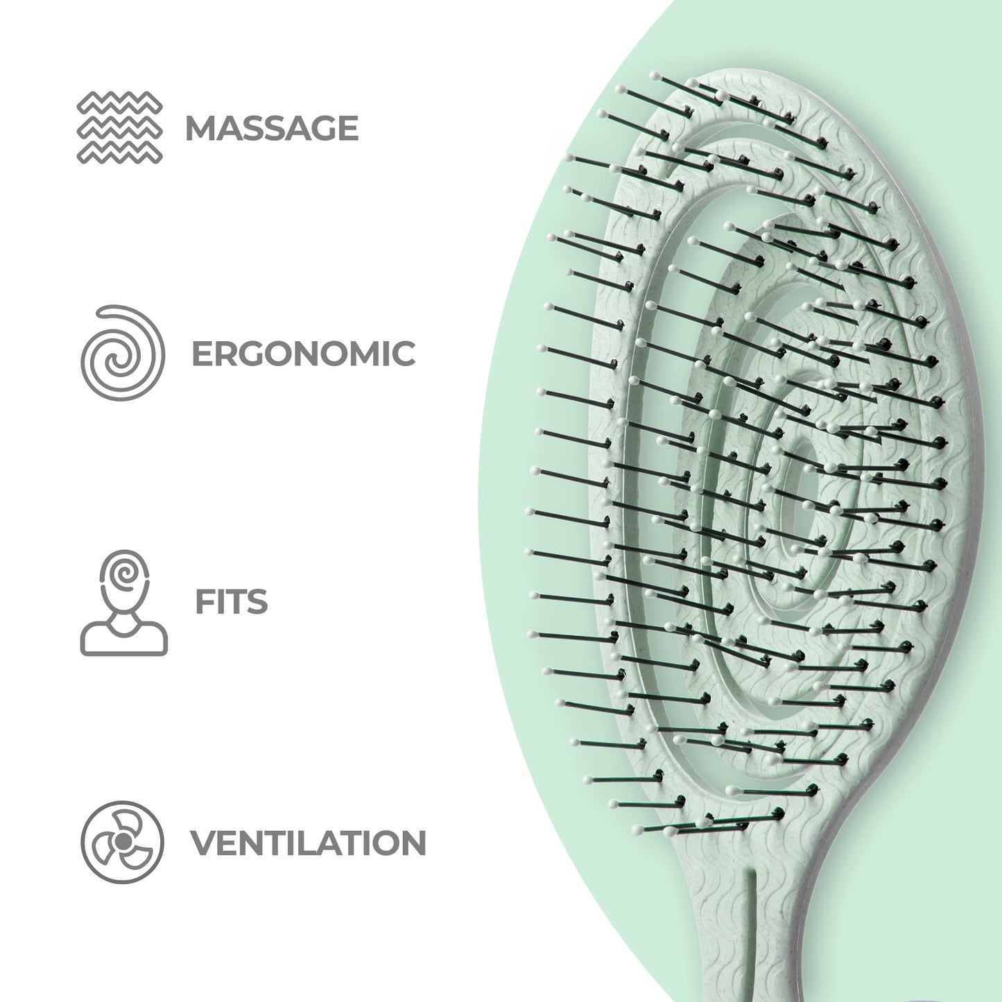 Ninabella Detangling Hair Brush for Women & Men - Green
