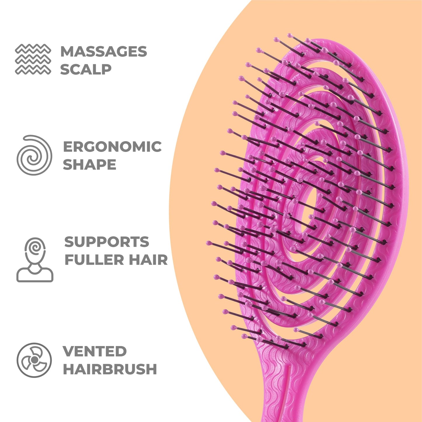 Ninabella Mini Spiral Hair Brush - Pink