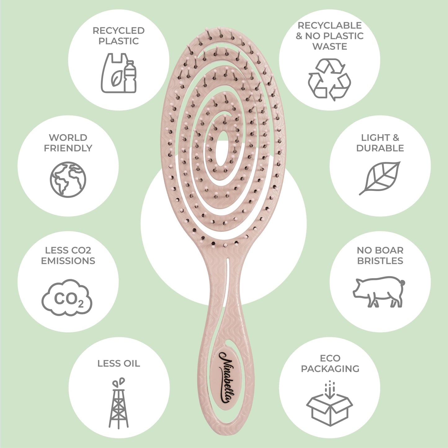 Ninabella Detangling Hair Brush for Women & Men - Rose Gold