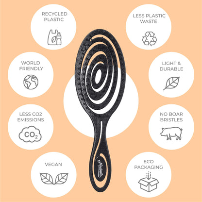 Ninabella Mini Spiral Hair Brush - Black