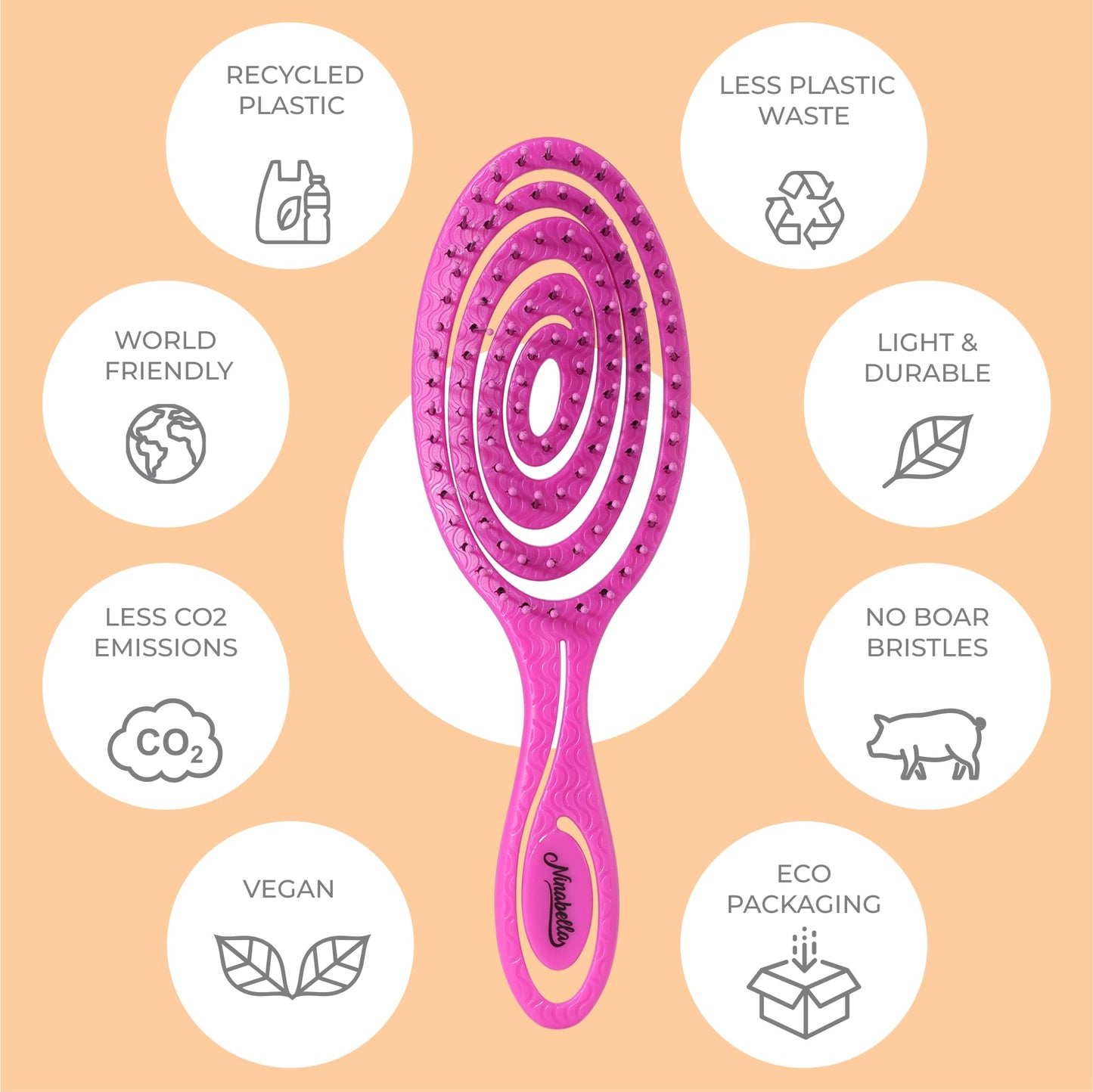 Ninabella Mini Spiral Hair Brush - Pink