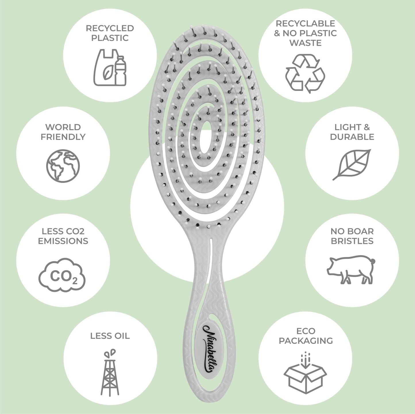 Ninabella Spiral Hair Brush - Grey