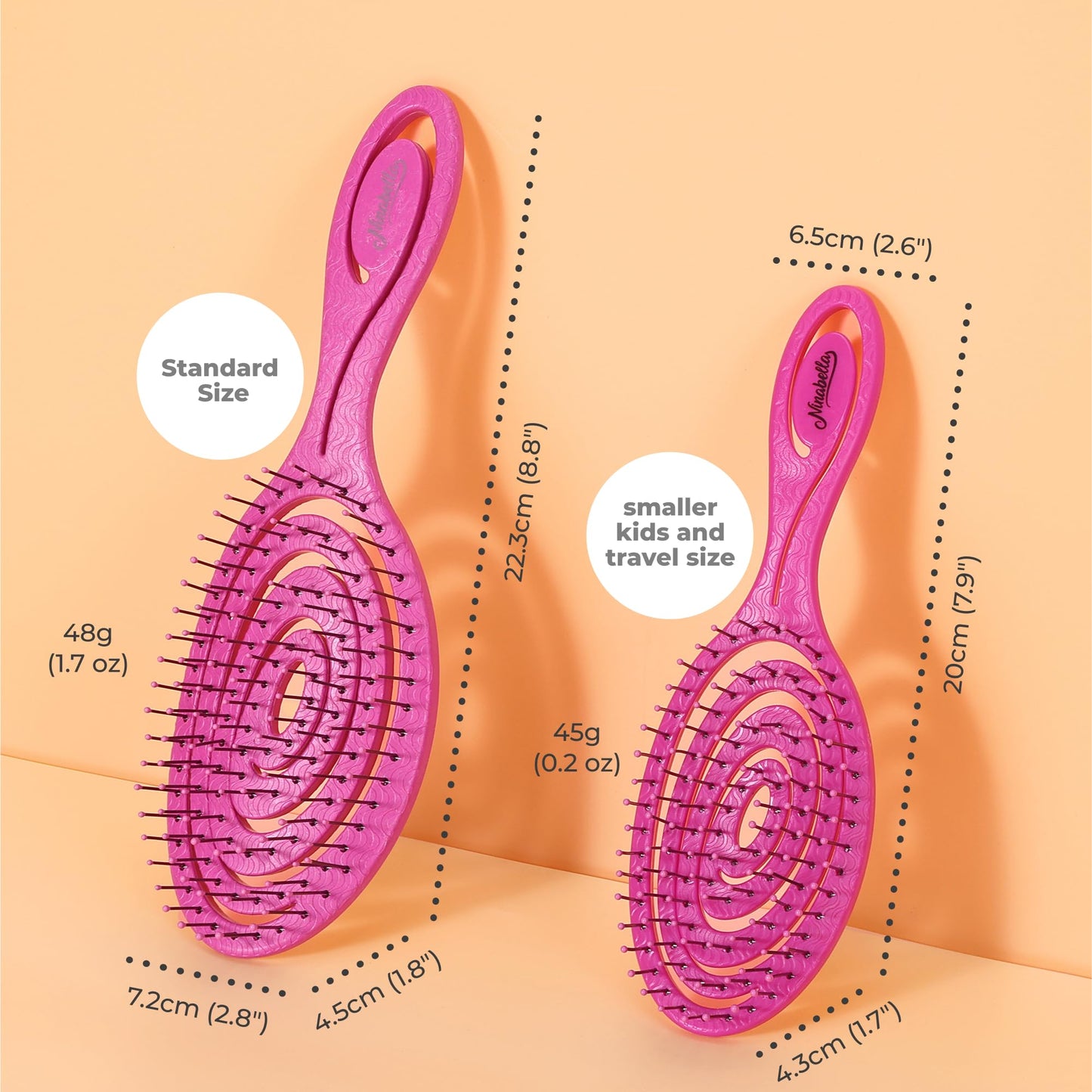 Ninabella Mini Spiral Hair Brush - Pink
