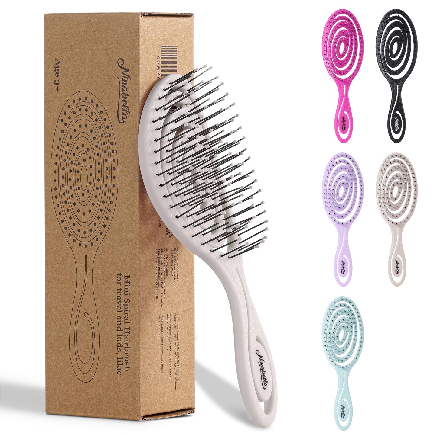 Ninabella Mini Spiral Hair Brush - Light Grey