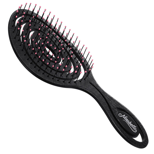 Ninabella Spiral Hair Brush - Black & Pink