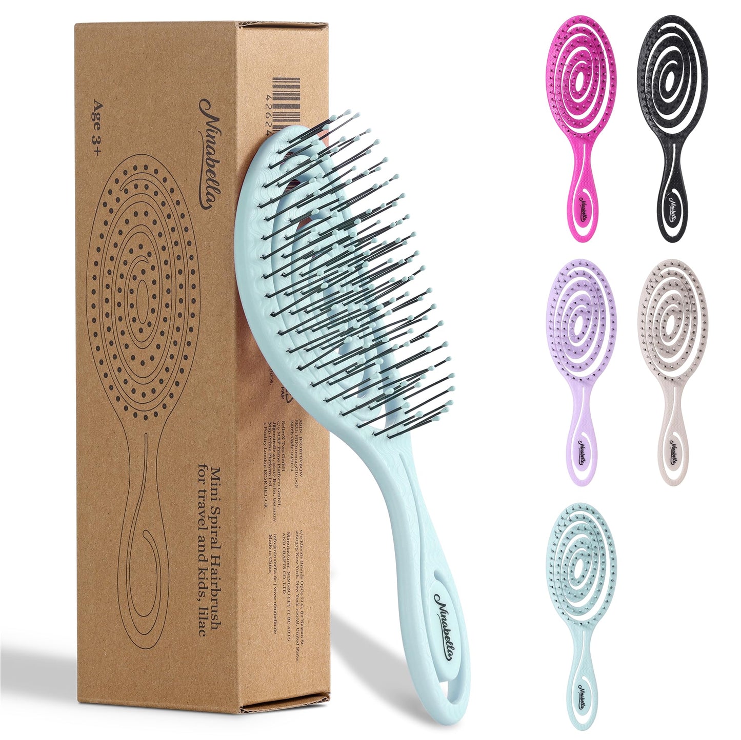 Ninabella Mini Spiral Hair Brush - Mint Green